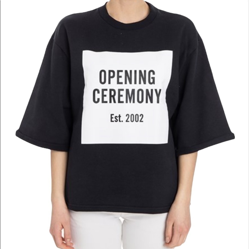 Opening Ceremony Box Logo Oversized Crewneck Sweatshirt Black Women’s Size Large